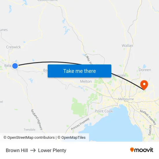 Brown Hill to Lower Plenty map