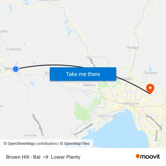 Brown Hill - Bal to Lower Plenty map