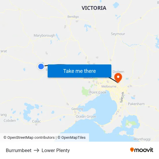 Burrumbeet to Lower Plenty map