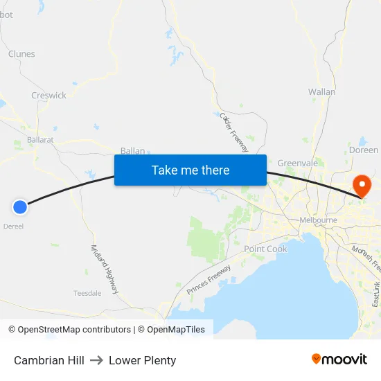 Cambrian Hill to Lower Plenty map