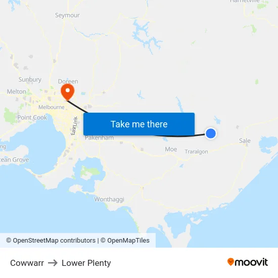 Cowwarr to Lower Plenty map