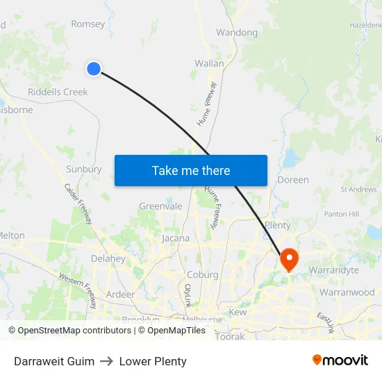 Darraweit Guim to Lower Plenty map