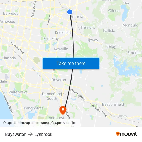 Bayswater to Lynbrook map