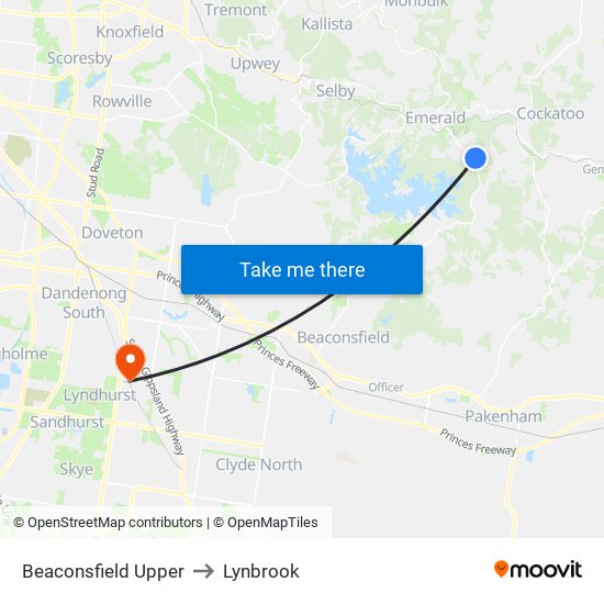 Beaconsfield Upper to Lynbrook map