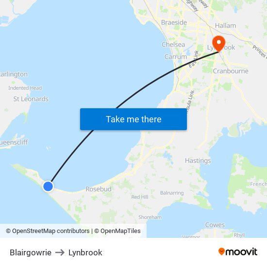 Blairgowrie to Lynbrook map