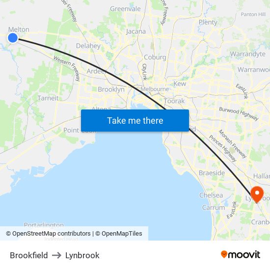 Brookfield to Lynbrook map