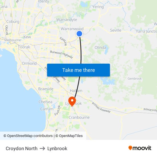 Croydon North to Lynbrook map