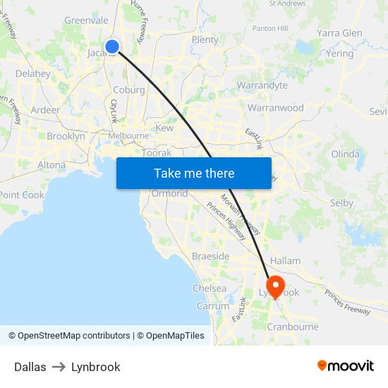 Dallas to Lynbrook map