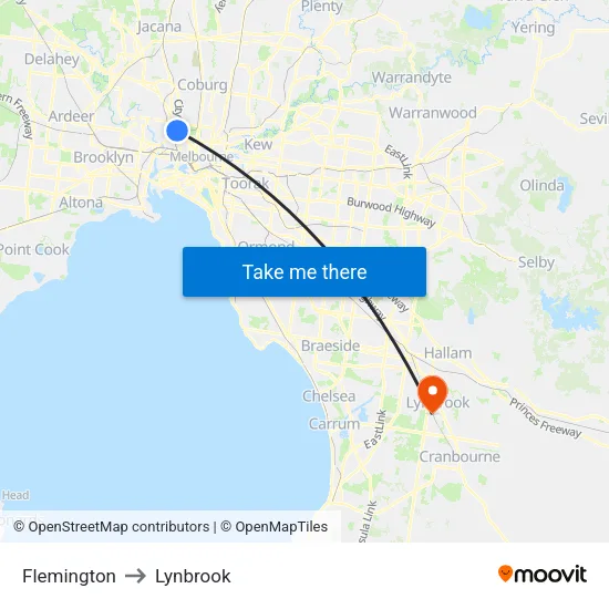 Flemington to Lynbrook map