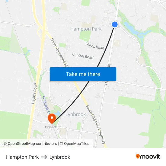 Hampton Park to Lynbrook map