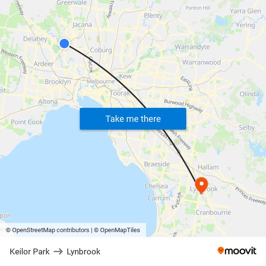 Keilor Park to Lynbrook map