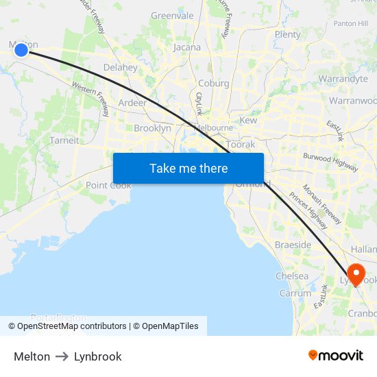 Melton to Lynbrook map