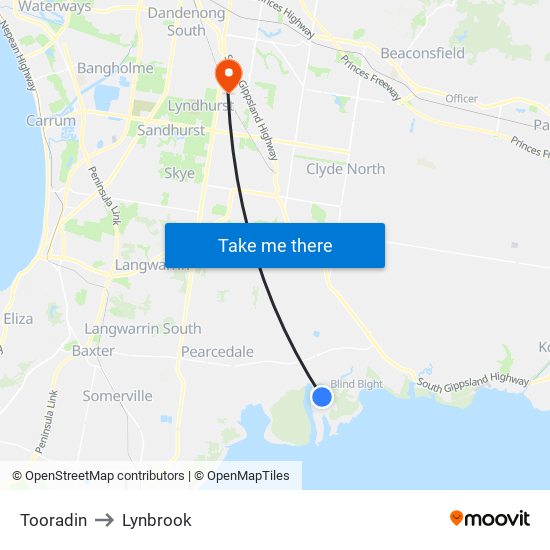 Tooradin to Lynbrook map
