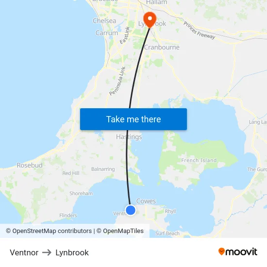 Ventnor to Lynbrook map
