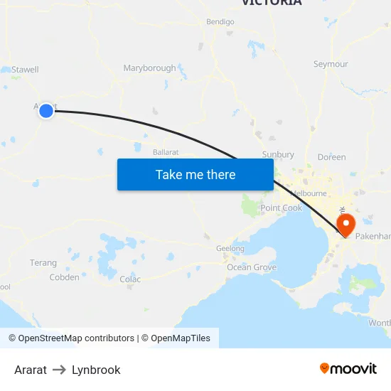 Ararat to Lynbrook map