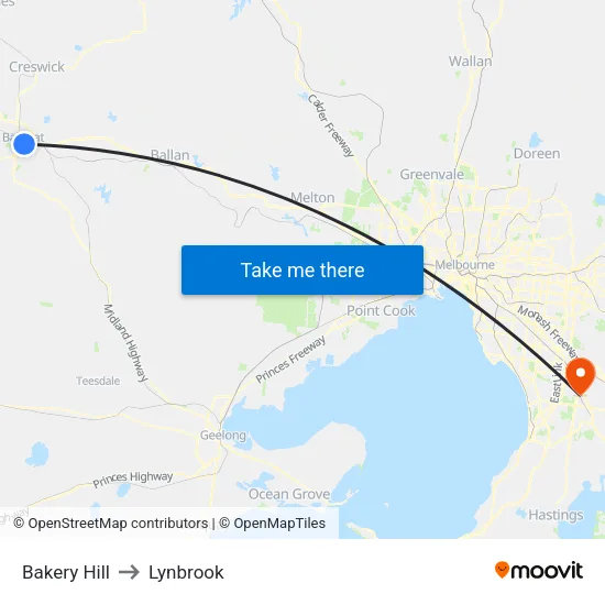 Bakery Hill to Lynbrook map