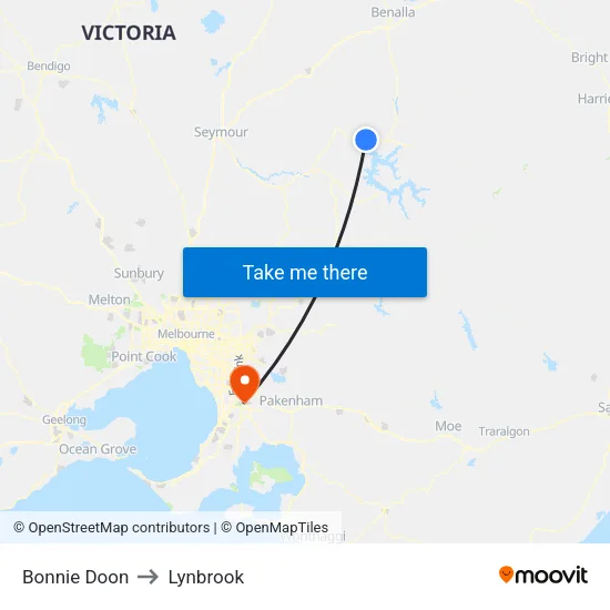 Bonnie Doon to Lynbrook map