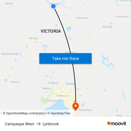 Campaspe West to Lynbrook map
