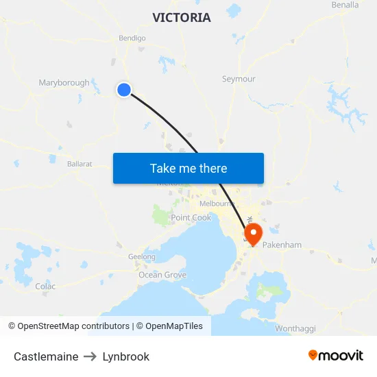 Castlemaine to Lynbrook map