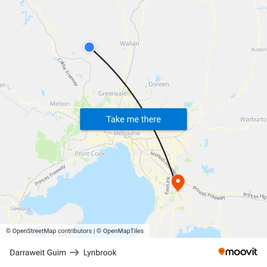 Darraweit Guim to Lynbrook map