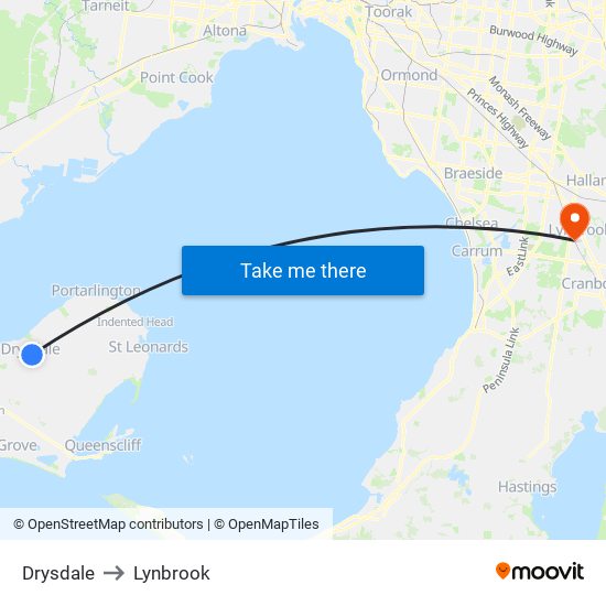 Drysdale to Lynbrook map