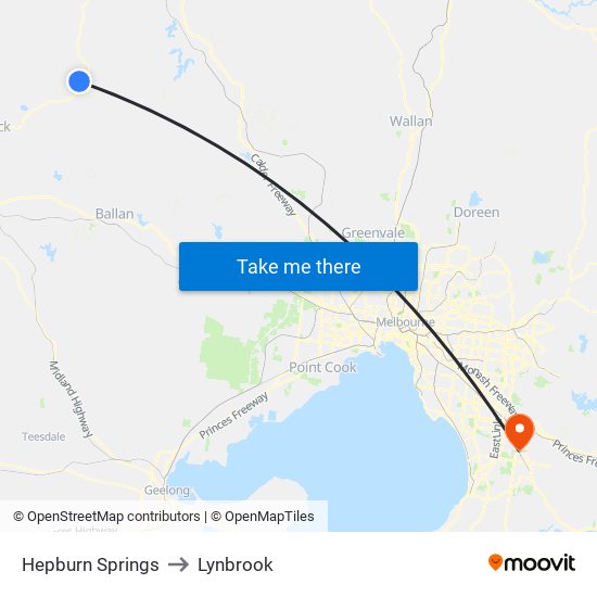 Hepburn Springs to Lynbrook map