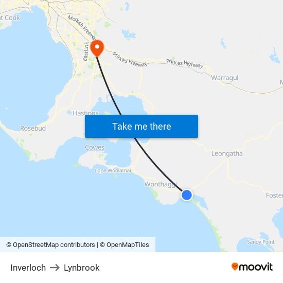 Inverloch to Lynbrook map