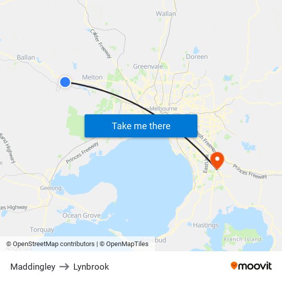 Maddingley to Lynbrook map