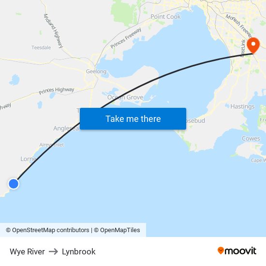 Wye River to Lynbrook map