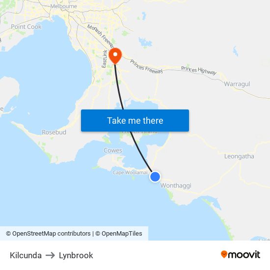 Kilcunda to Lynbrook map