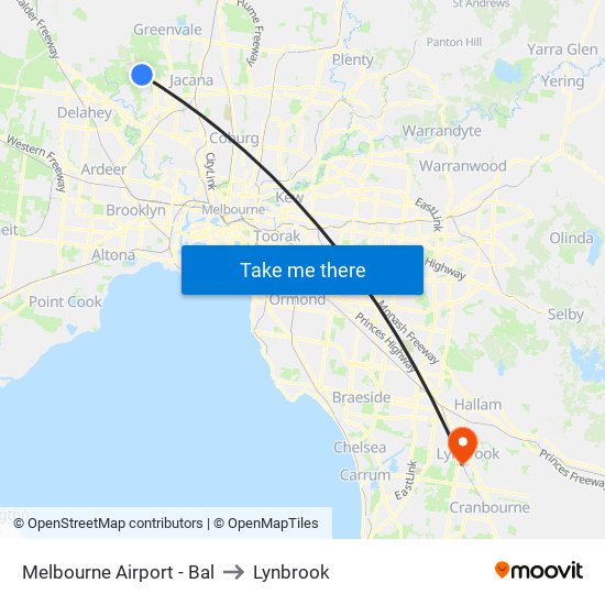 Melbourne Airport - Bal to Lynbrook map
