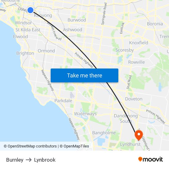 Burnley to Lynbrook map