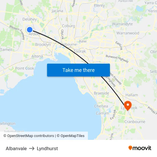 Albanvale to Lyndhurst map