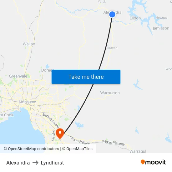 Alexandra to Lyndhurst map