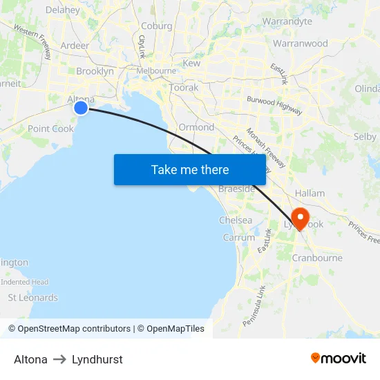 Altona to Lyndhurst map