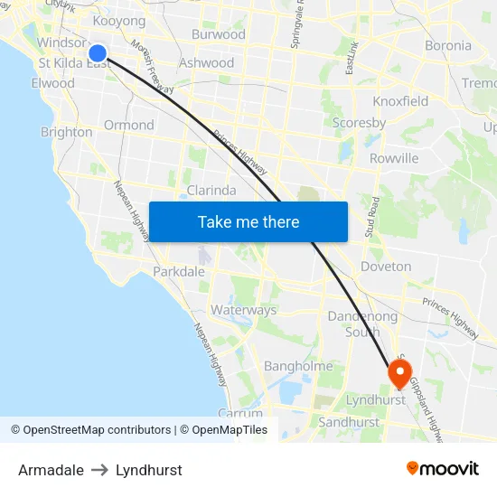 Armadale to Lyndhurst map