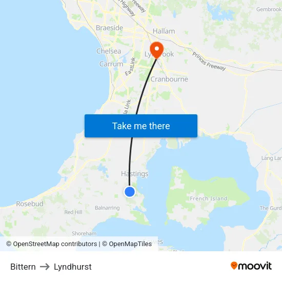 Bittern to Lyndhurst map