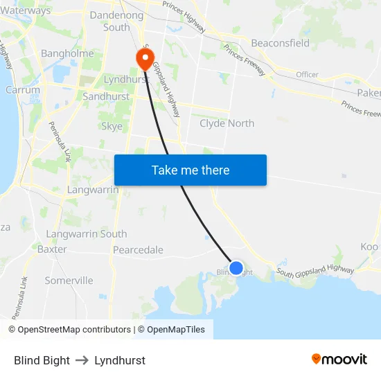 Blind Bight to Lyndhurst map