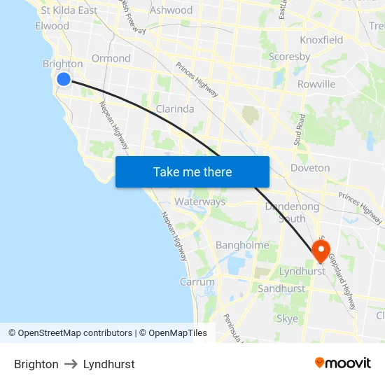 Brighton to Lyndhurst map