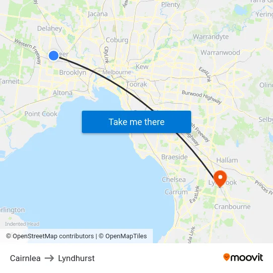 Cairnlea to Lyndhurst map