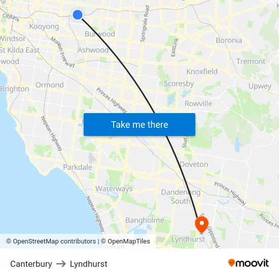 Canterbury to Lyndhurst map
