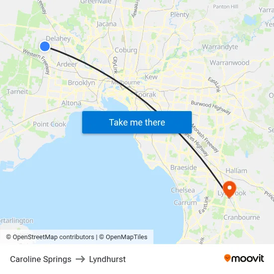 Caroline Springs to Lyndhurst map