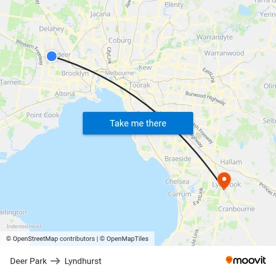 Deer Park to Lyndhurst map