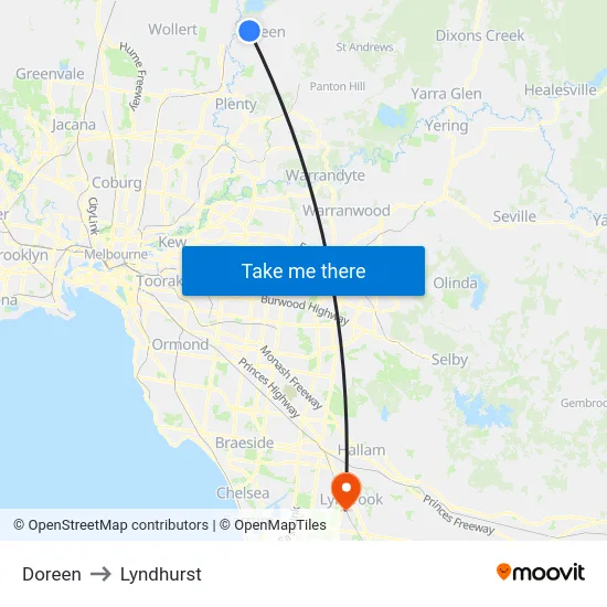 Doreen to Lyndhurst map