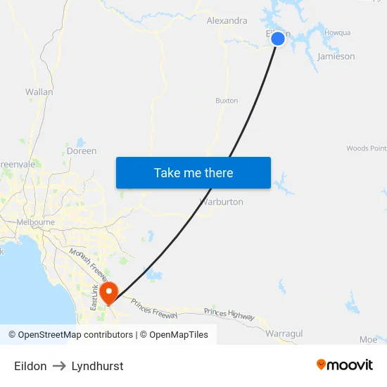 Eildon to Lyndhurst map