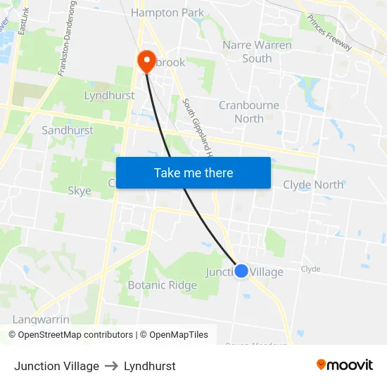 Junction Village to Lyndhurst map