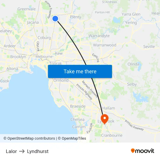 Lalor to Lyndhurst map