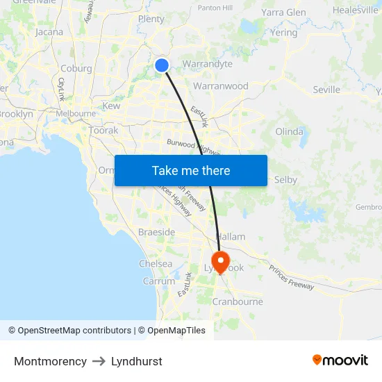 Montmorency to Lyndhurst map