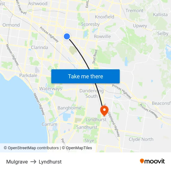 Mulgrave to Lyndhurst map