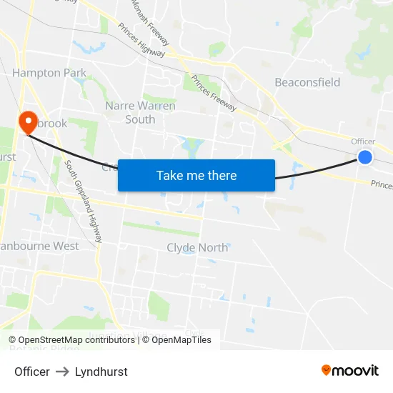Officer to Lyndhurst map